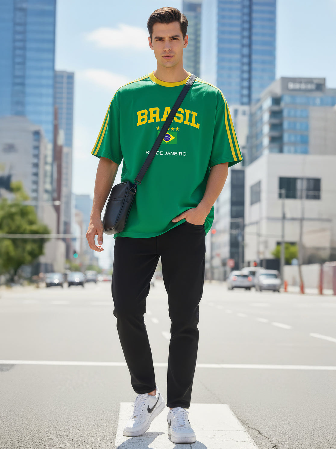 TOM MILTON Man Green  Color Round Neck Half Sleeve Oversized Net Folding tshirt