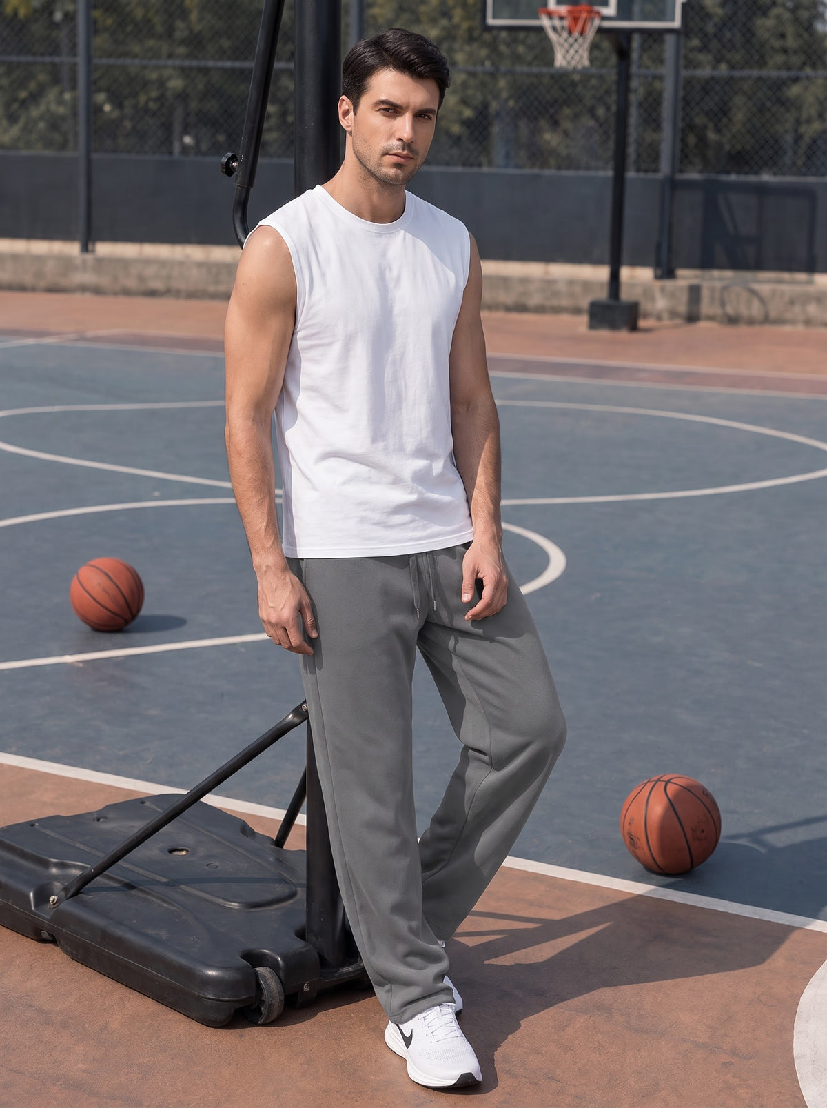 TOM MILTON Men Steel Grey Solid Mid-Rise Pure Cotton Baggy Track Pant