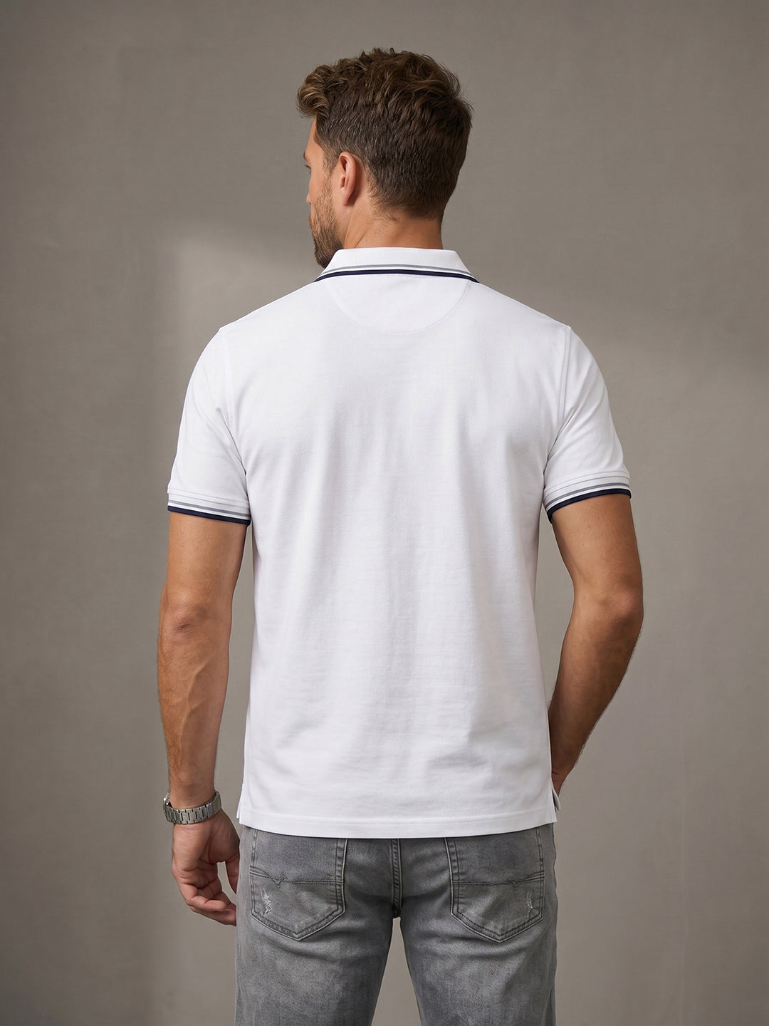 TOM MILTON Men's 100% Cotton Polo T-Shirt – White | Regular Fit | Soft & Breathable
