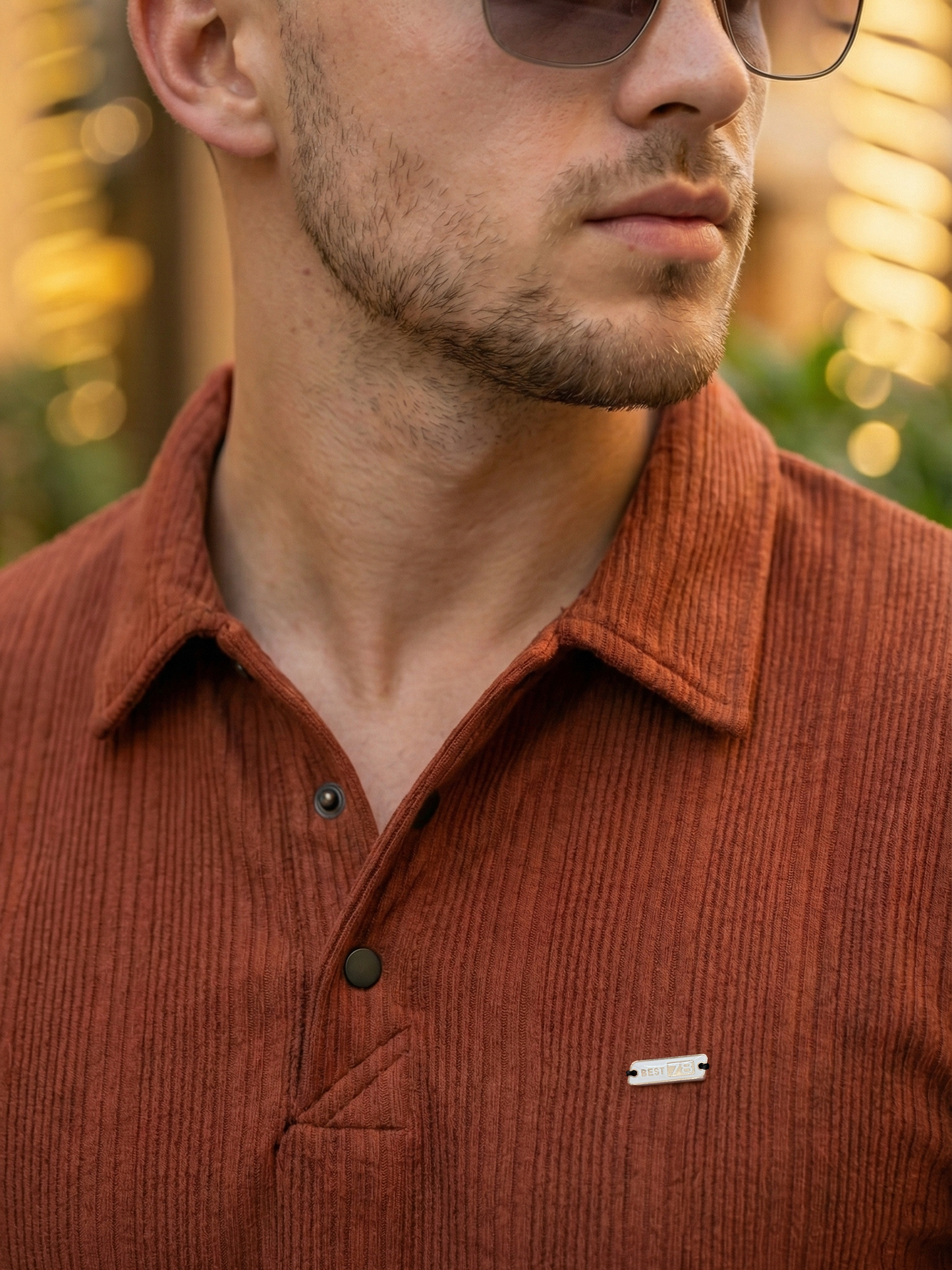 TOM MILTON Men Orange Color Half Sleeve Snap Button Polo Tshirt
