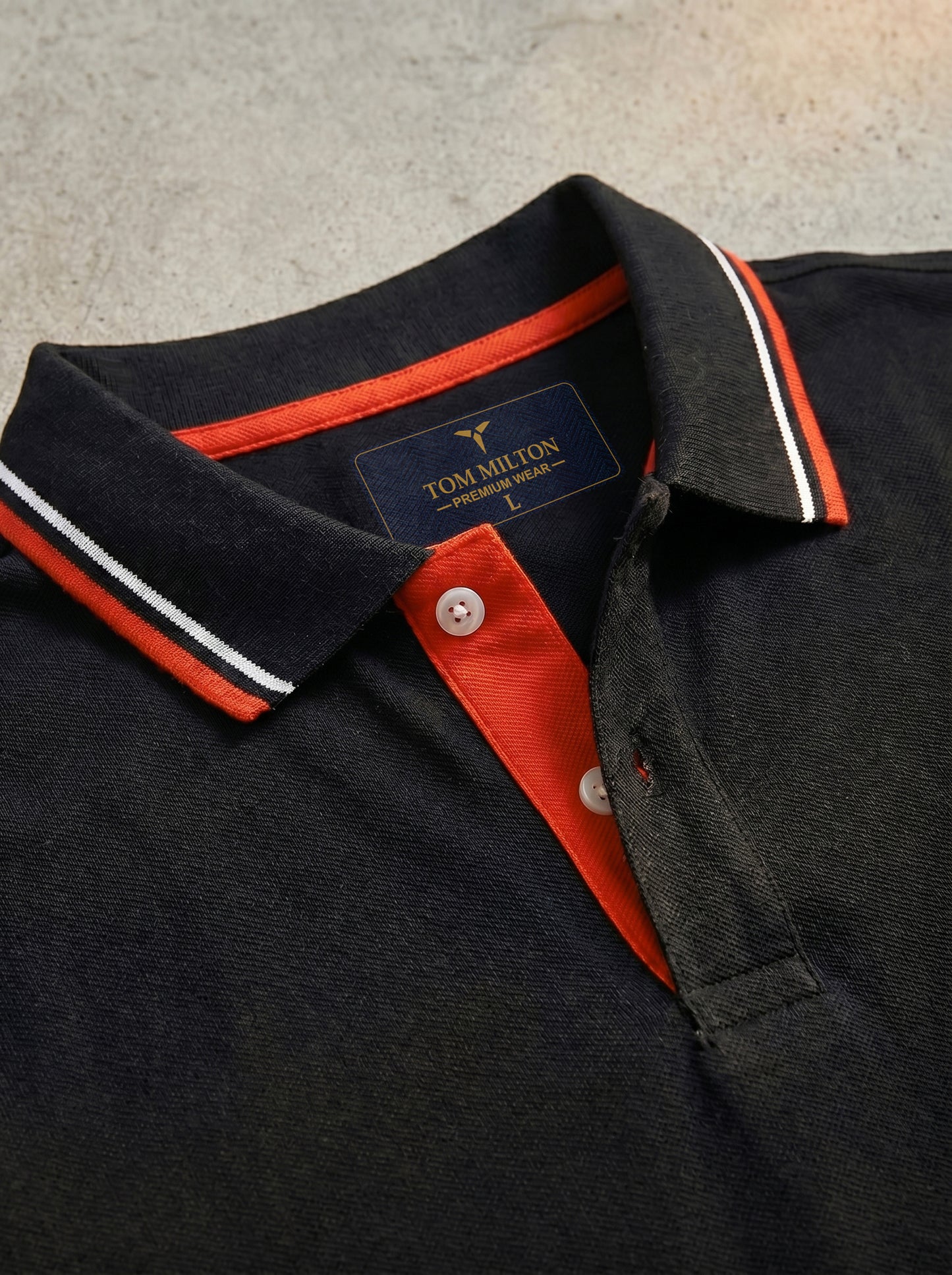 TOM MILTON Men's 100% Cotton Polo T-Shirt – Black | Regular Fit | Soft & Breathable