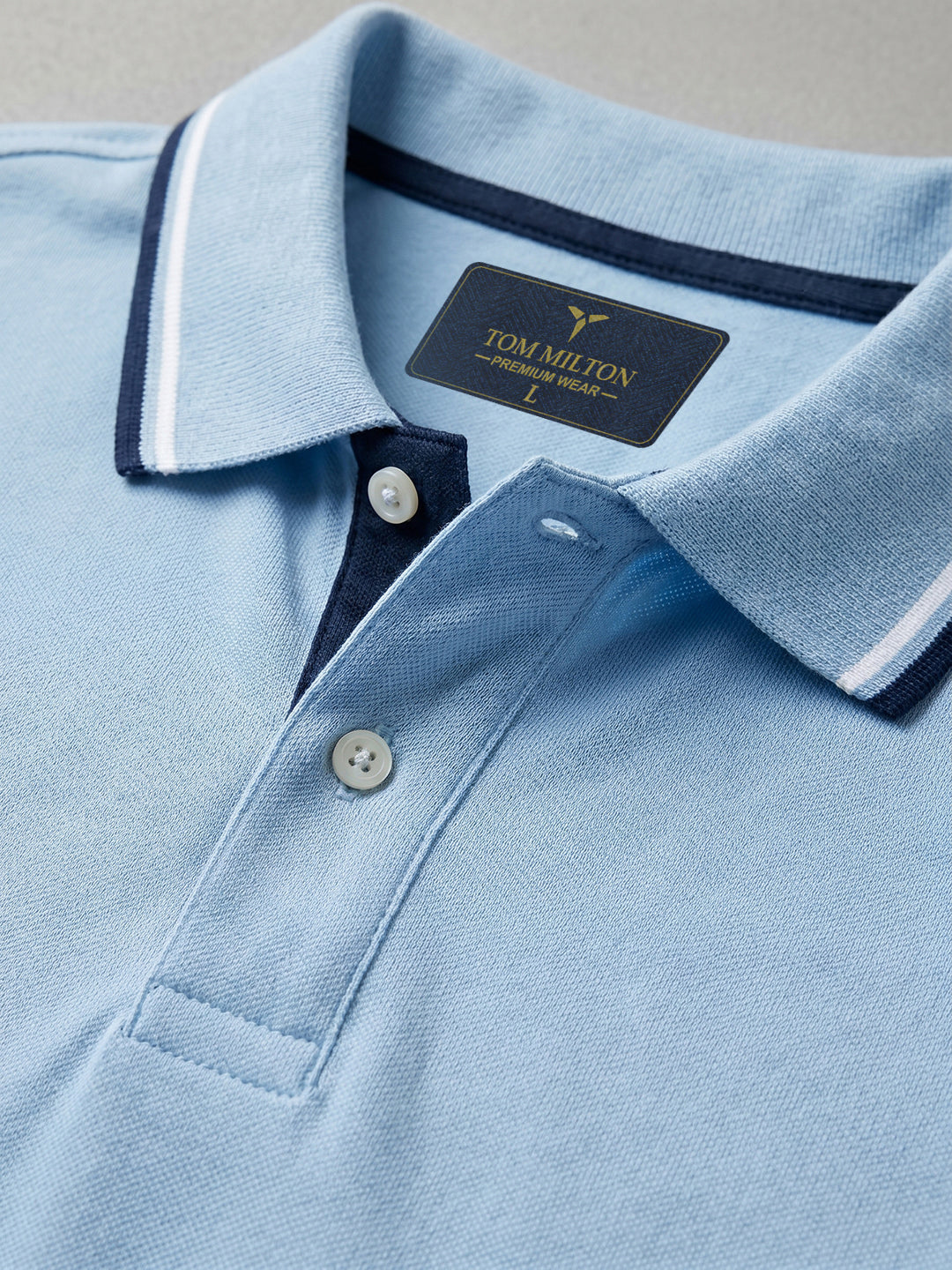 TOM MILTON Men's 100% Cotton Polo T-Shirt – Blue | Regular Fit | Soft & Breathable