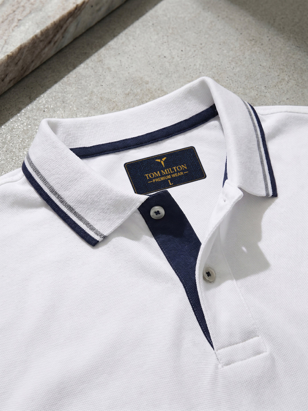 TOM MILTON Men's 100% Cotton Polo T-Shirt – White | Regular Fit | Soft & Breathable