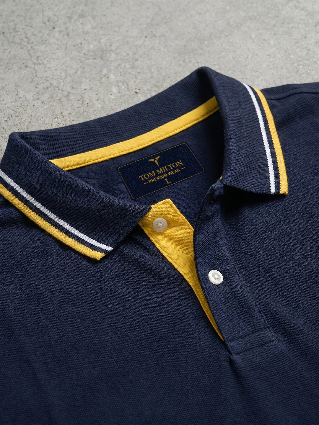 TOM MILTON Men's 100% Cotton Polo T-Shirt – Navy | Regular Fit | Soft & Breathable