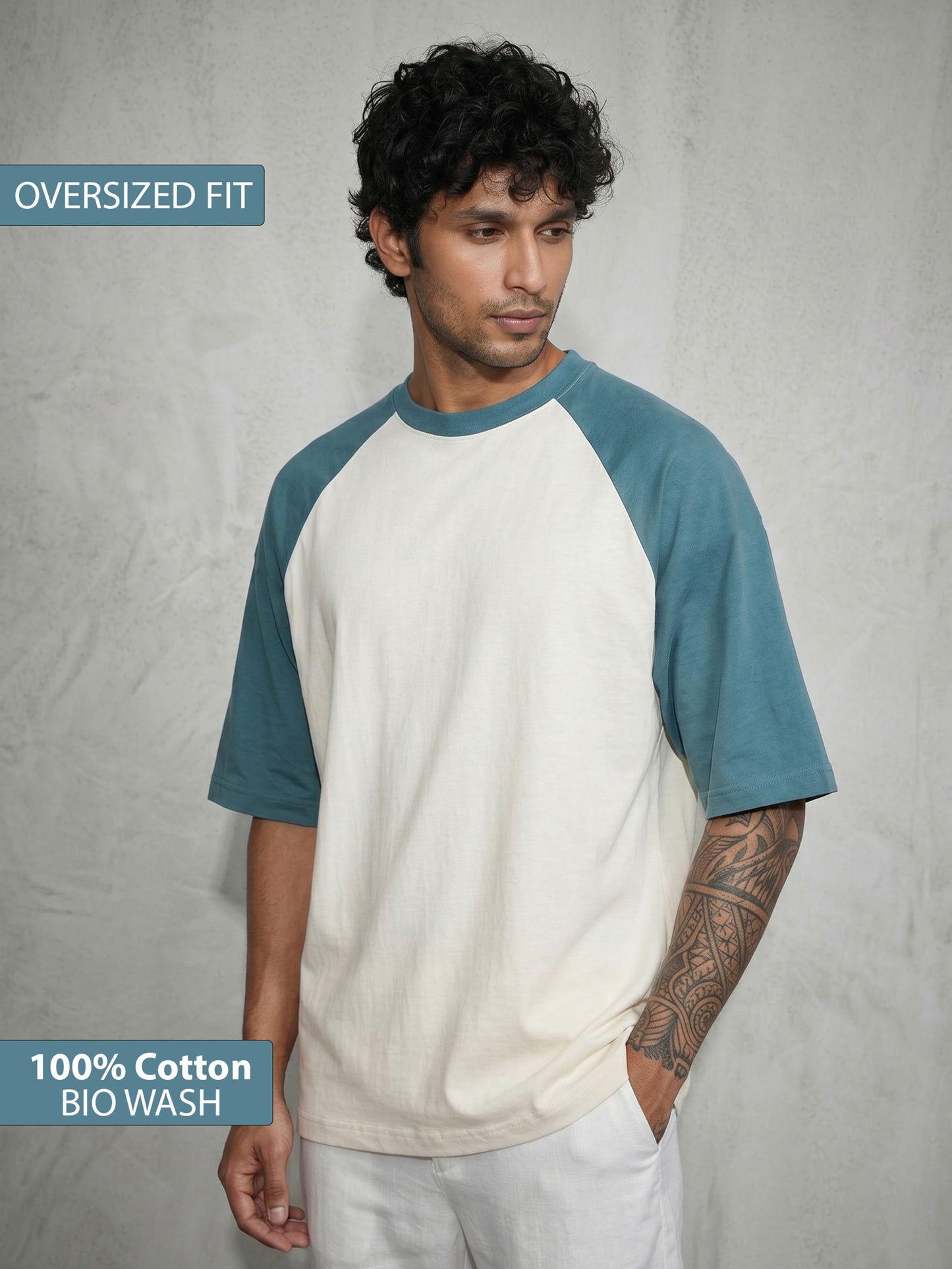 TOM MILTON Men White Color Round Neck Reclon Half Sleeve Oversize tshirt