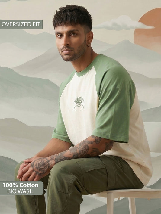 TOM MILTON Men White Color Round Neck Reclon Half Sleeve Oversize tshirt