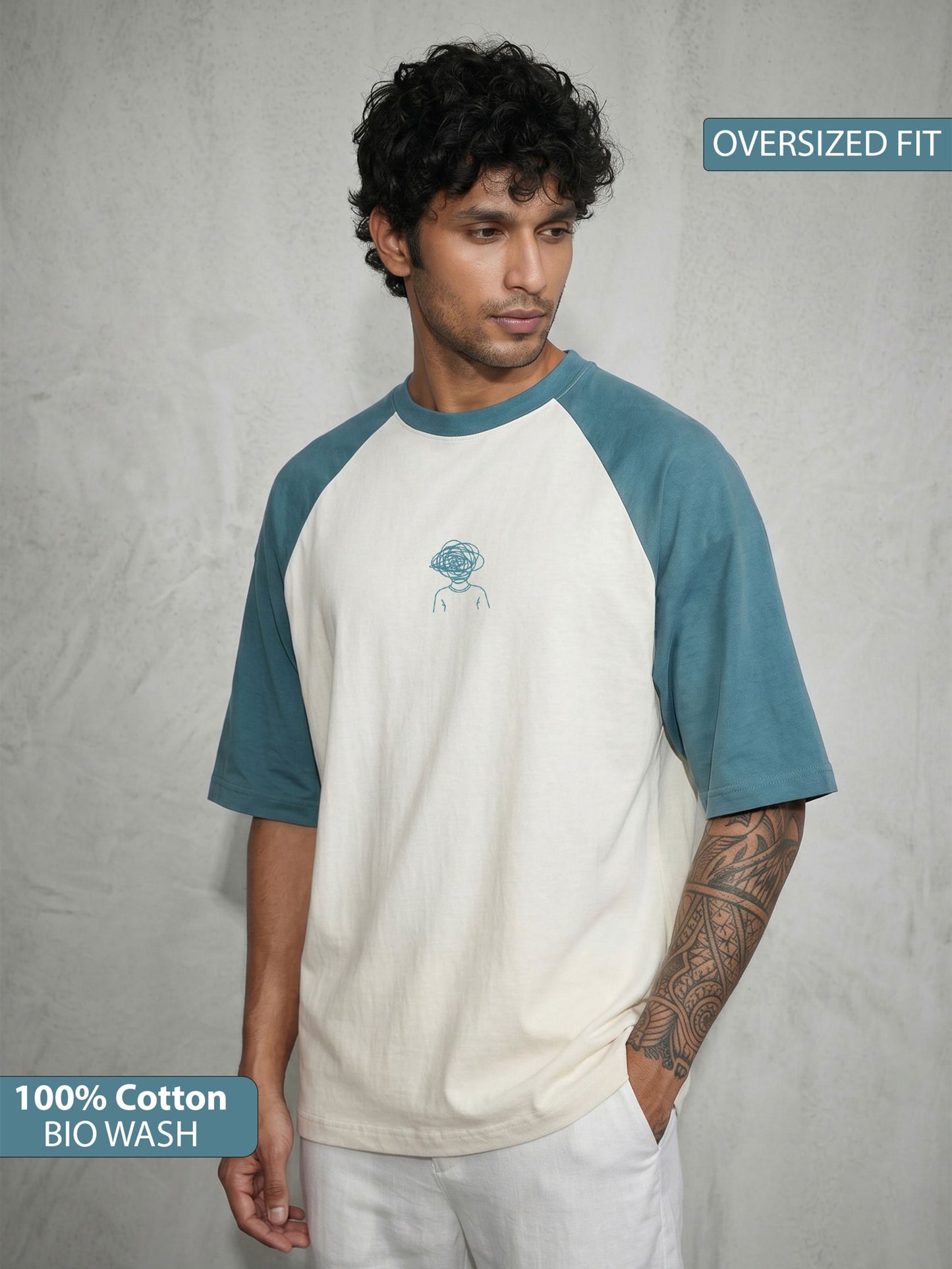TOM MILTON Men White Color Round Neck Reclon Half Sleeve Oversize tshirt